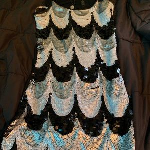 Sequin black,silver, and white camisole